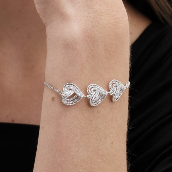 Jon Richard Rhodium Plated Heart Toggle Bracelet - Gift Boxed