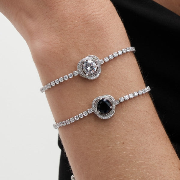 Jon Richard Rhodium Plated Sapphire Halo Toggle Bracelet