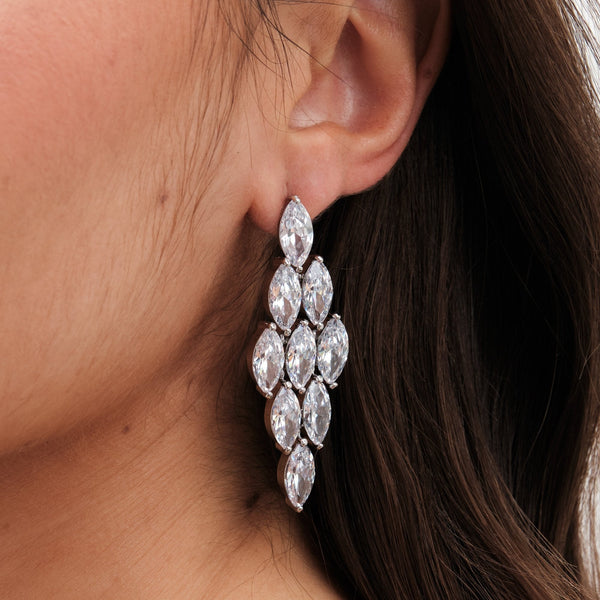 Jon Richard Rhodium Plated Statement Cubic Zirconia Earrings - Gift Boxed