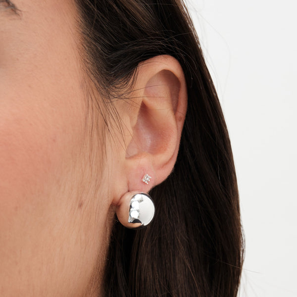 Jon Richard Polished Silver Orb Stud Earrings