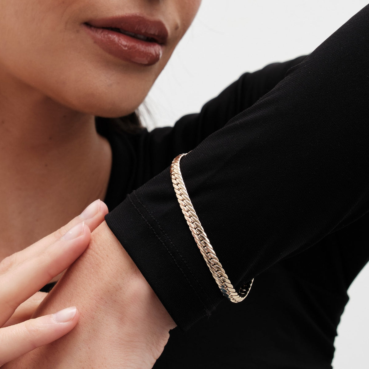 Gold Plated Herringbone Chain Bracelet