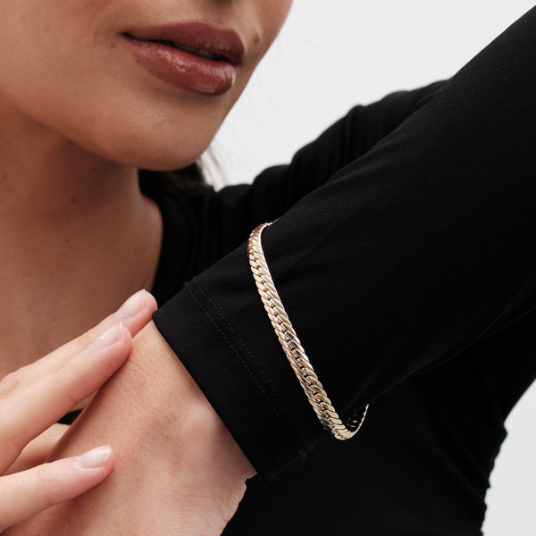 Gold Plated Herringbone Chain Bracelet