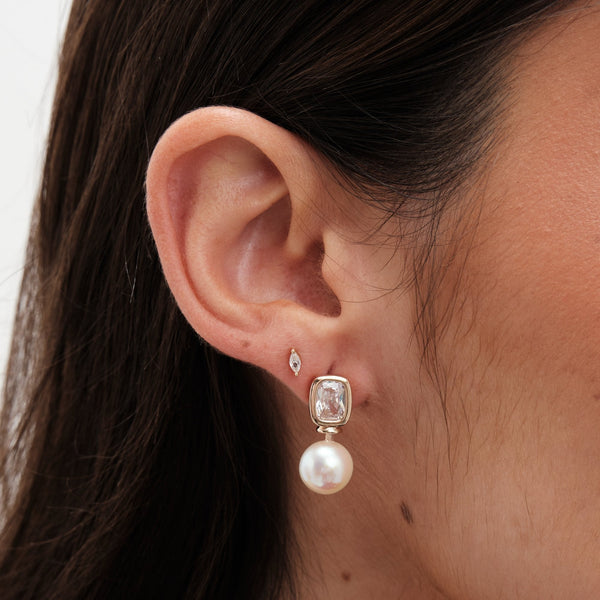 Jon Richard Gold Plated Crystal And Pearl Drop Earrings