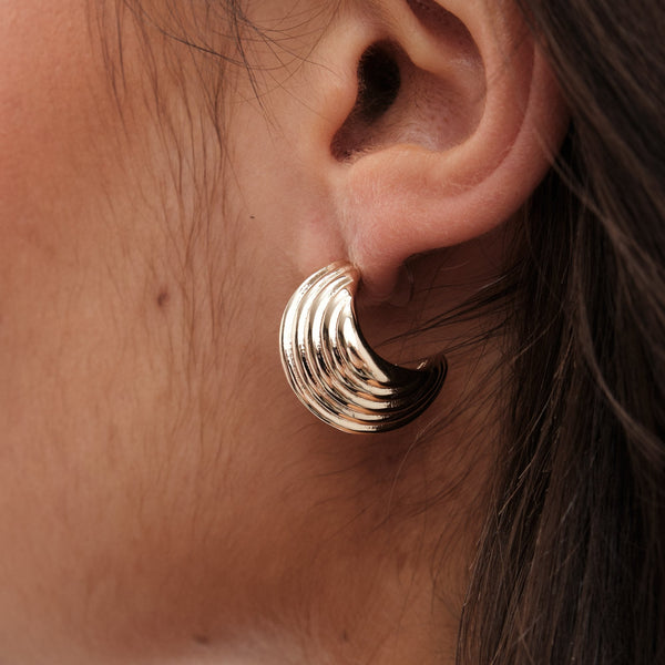 Jon Richard Gold Plated Ridged Hoop Earrings