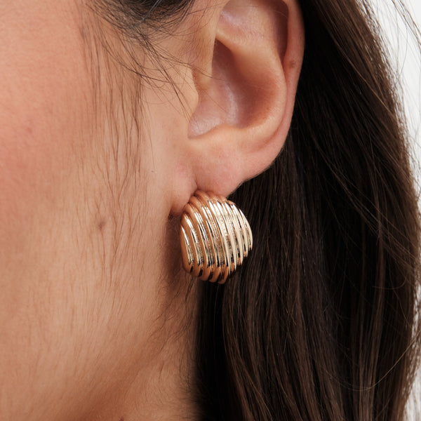 Jon Richard Gold Plated Ridged Hoop Earrings