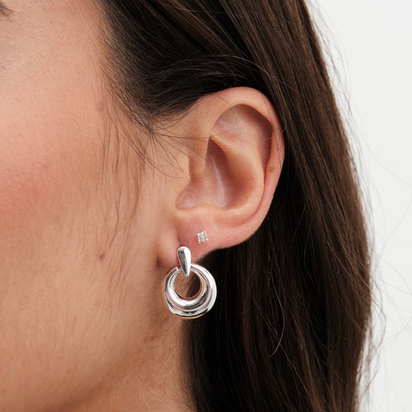 Jon Richard Silver Plated Polished Door Knocker Earrings