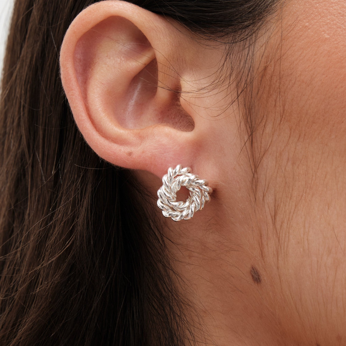 Jon Richard Vintage Inspired Silver Plated Textured Knot Earrings