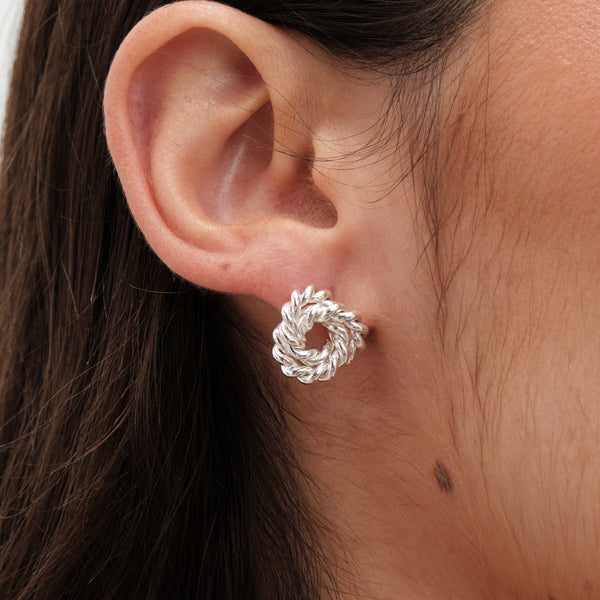 Jon Richard Vintage Inspired Silver Plated Textured Knot Earrings
