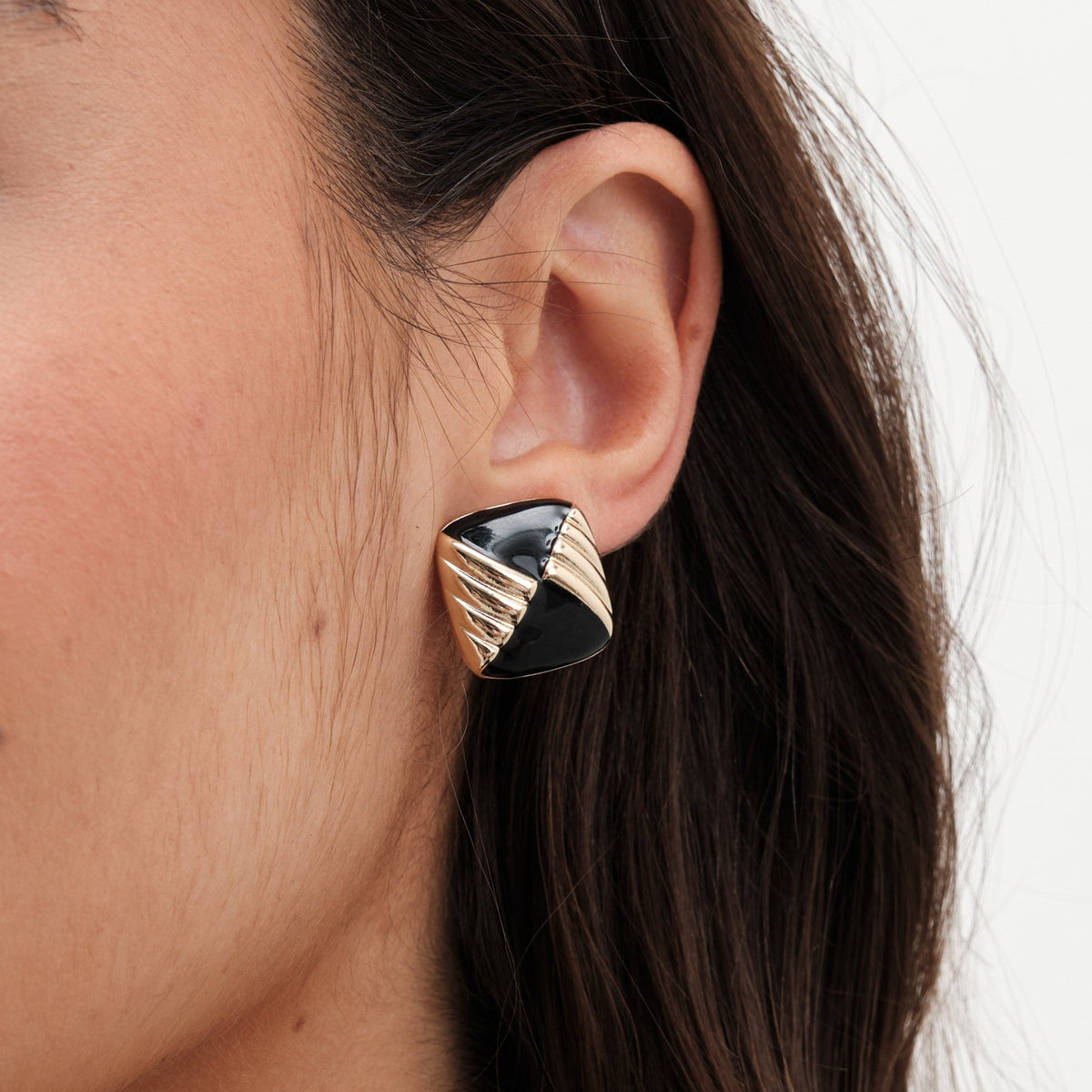 Jon Richard Vintage Inspired Gold Plated and Jet Enamel Earrings