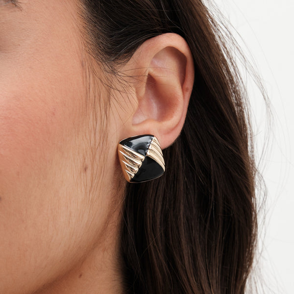 Jon Richard Vintage Inspired Gold Plated and Jet Enamel Earrings