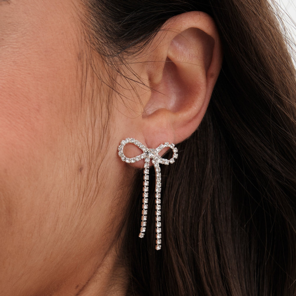 Jon Richard Silver Crystal Bow Earrings