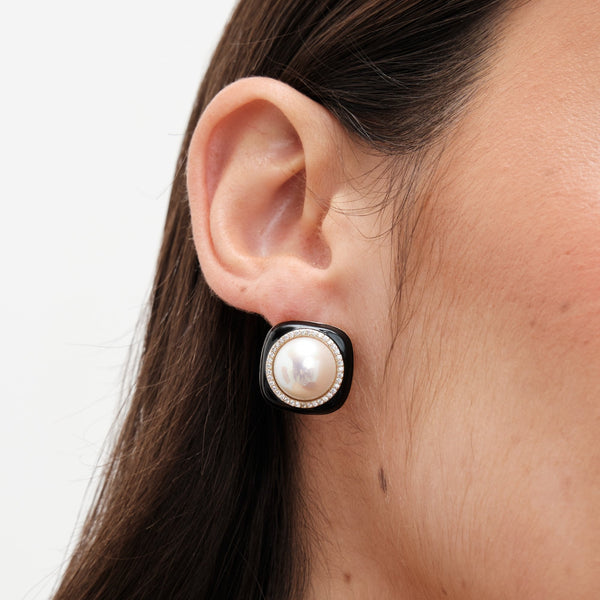 Jon Richard Gold Plated Jet and Pearl Earrings