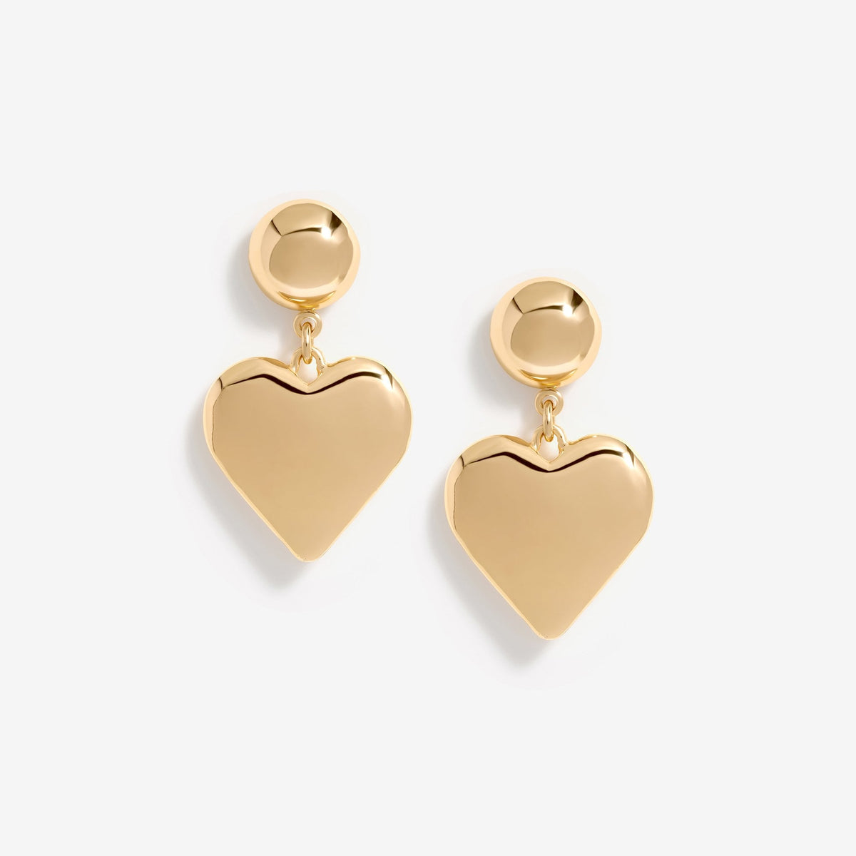 Mood Gold Polished Puffed Heart Drop Earrings