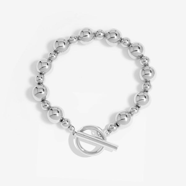 Mood Silver Polished Orb T-Bar Bracelet