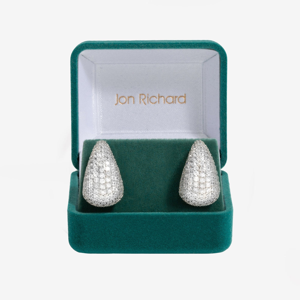 Jon Richard Rhodium Plated Cubic Zirconia Dome Earrings