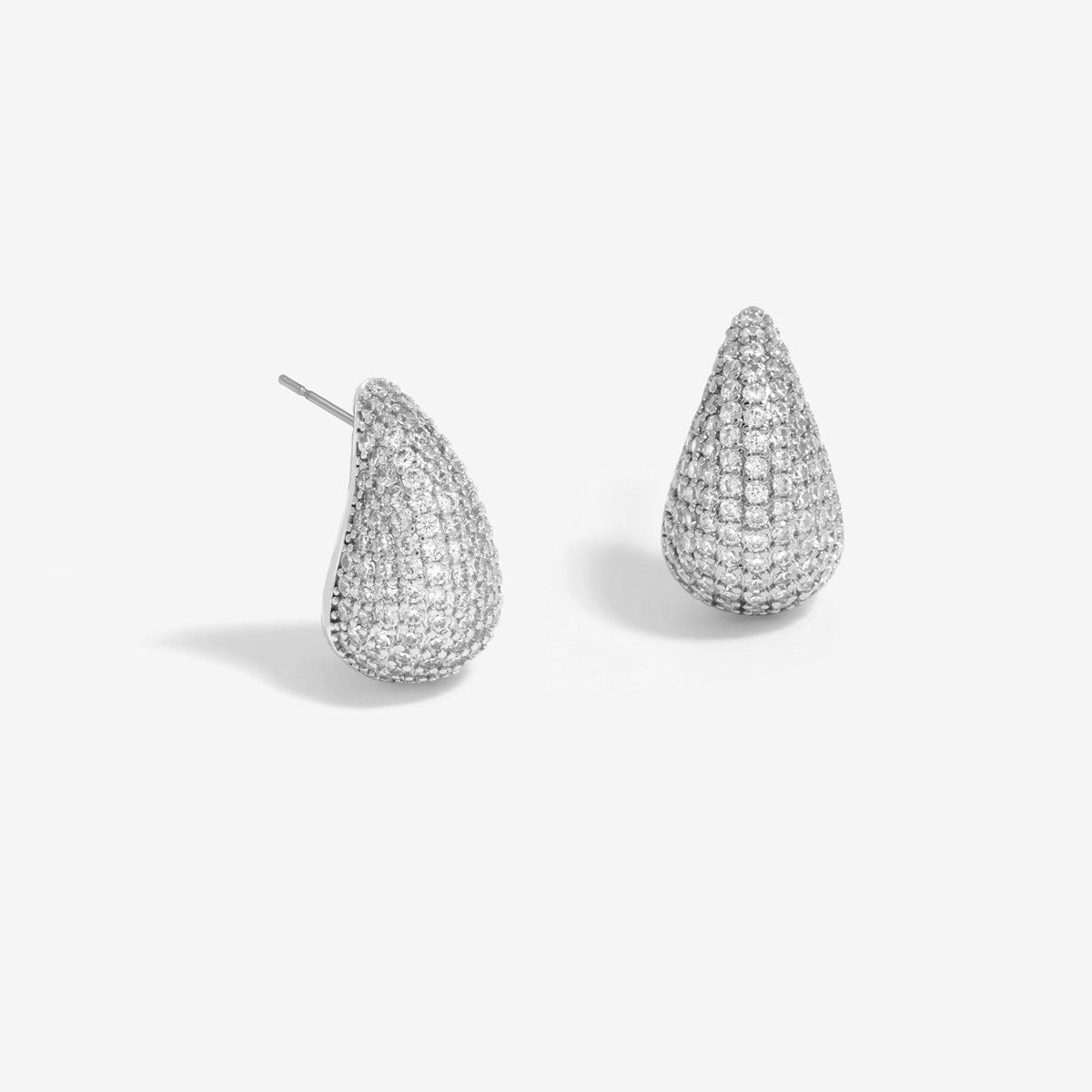 Jon Richard Rhodium Plated Cubic Zirconia Dome Earrings
