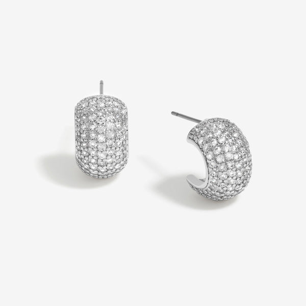 Jon Richard Rhodium Plated Cubic Zirconia Half Hoop Earrings