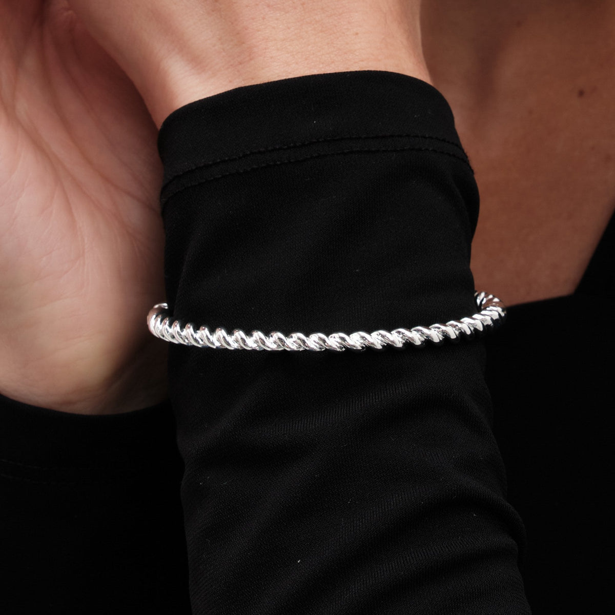 Jon Richard Silver Plated Polished Twist Bangle - Gift Boxed