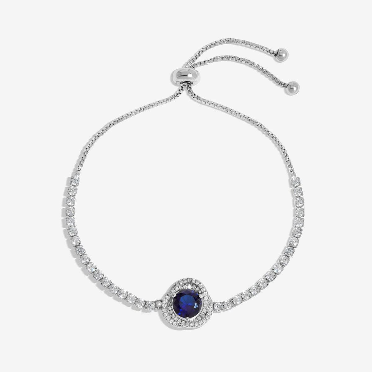 Jon Richard Rhodium Plated Sapphire Halo Toggle Bracelet