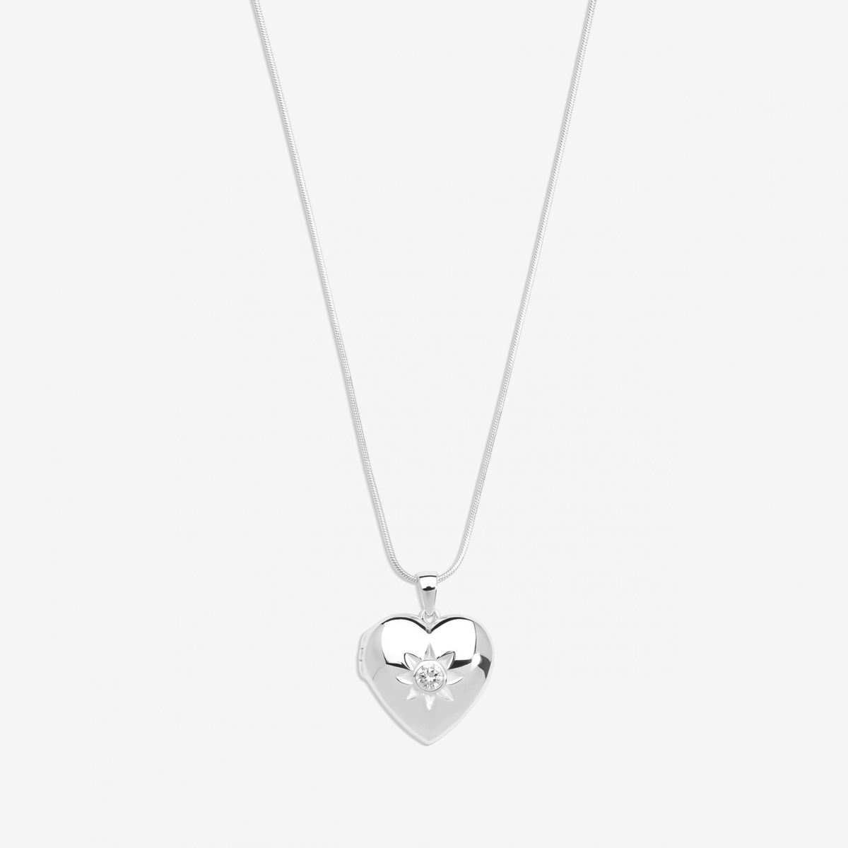 Simply Silver Sterling Silver 925 Cubic Zirconia Heart Locket Necklace