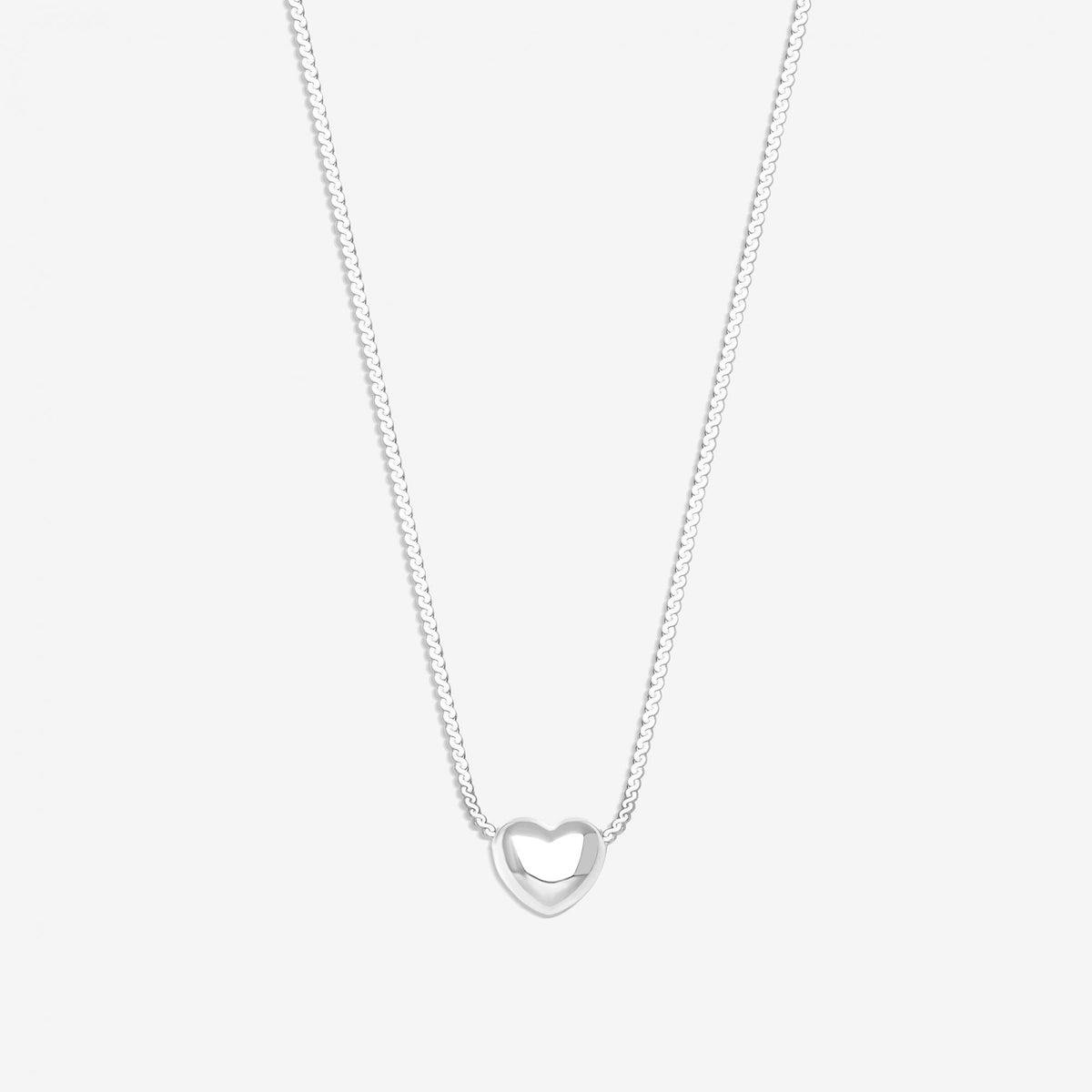 Simply Silver Sterling Silver 925 Puff Heart Threaded Chain Necklace