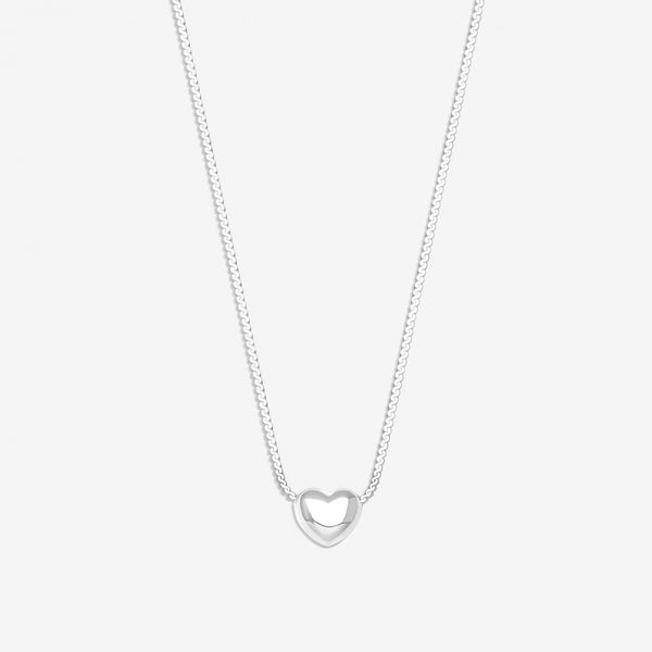 Simply Silver Sterling Silver 925 Puff Heart Threaded Chain Necklace
