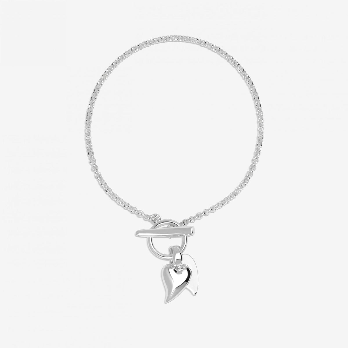 Simply Silver Sterling Silver 925 Heart Charm T Bar Bracelet