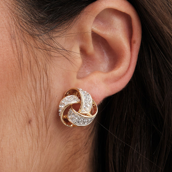 Jon Richard Gold Plated Crystal Knot Clip Earrings