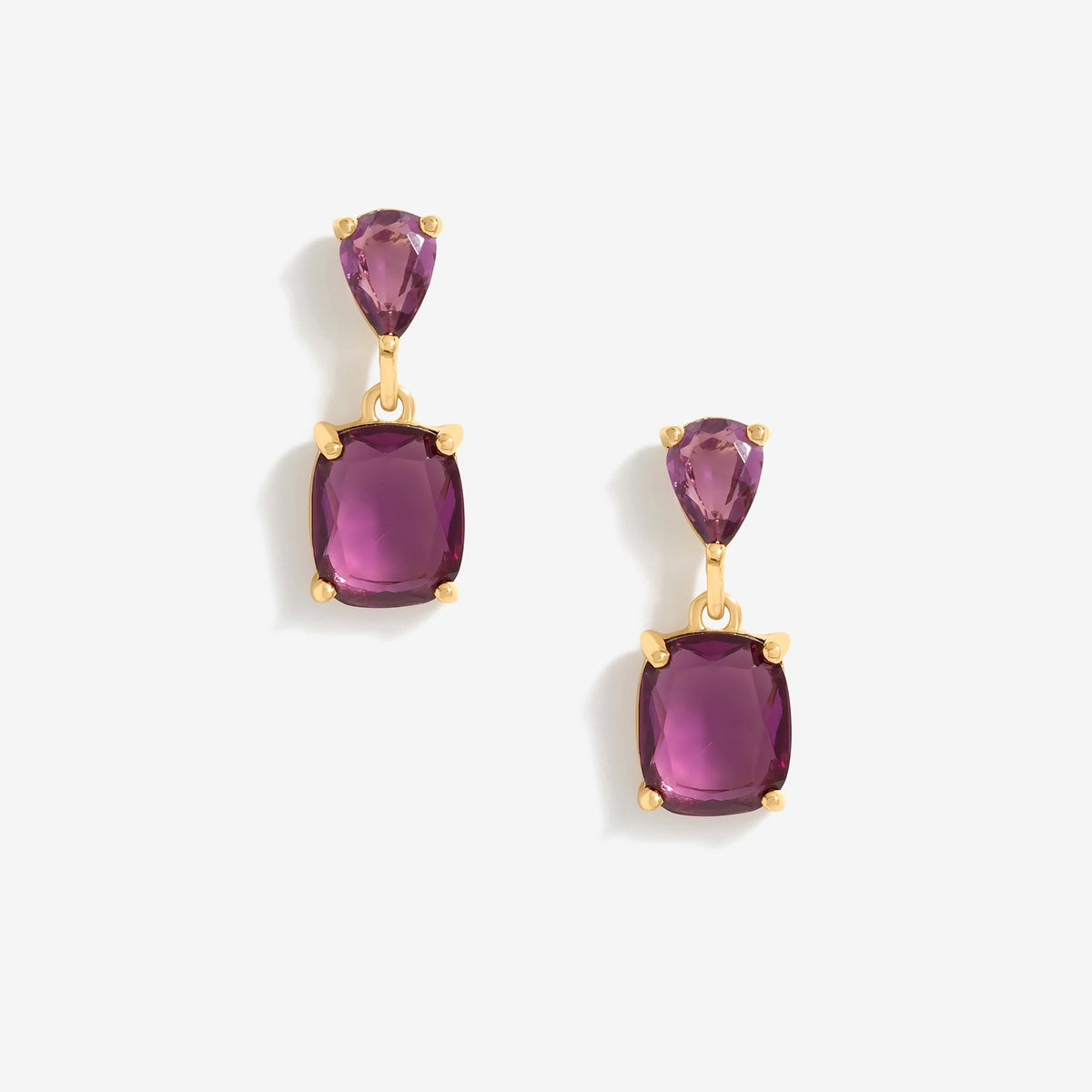 Mood Gold Amethyst Double Drop Earrings