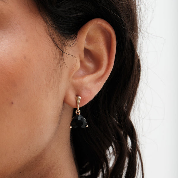 Mood Gold Black Faceted Mini Drop Earrings