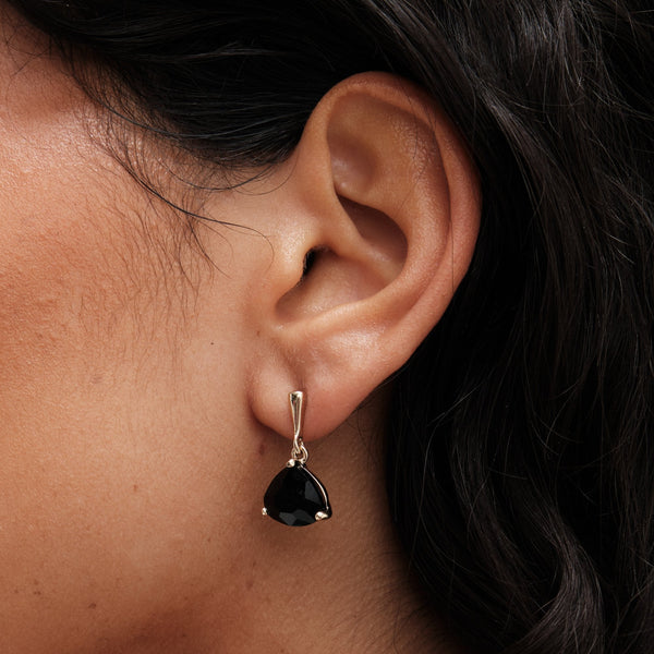 Mood Gold Black Faceted Mini Drop Earrings