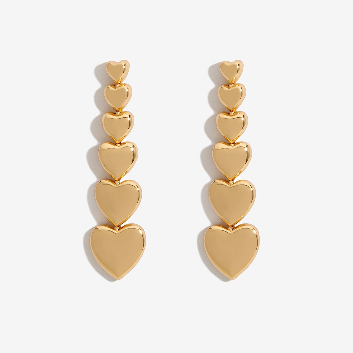 Mood Gold Graduated Heart Linear Drop Earrings