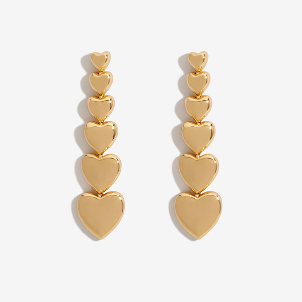 Mood Gold Graduated Heart Linear Drop Earrings