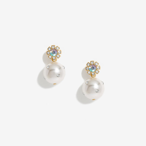 Mood Gold Pearl Halo Drop Earrings