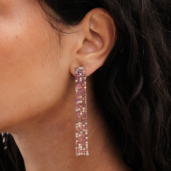Mood Pink Diamante Drop Earrings
