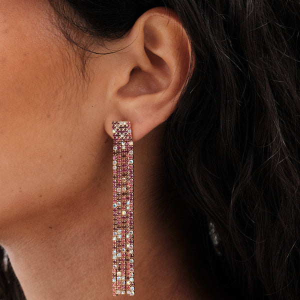 Mood Pink Diamante Drop Earrings