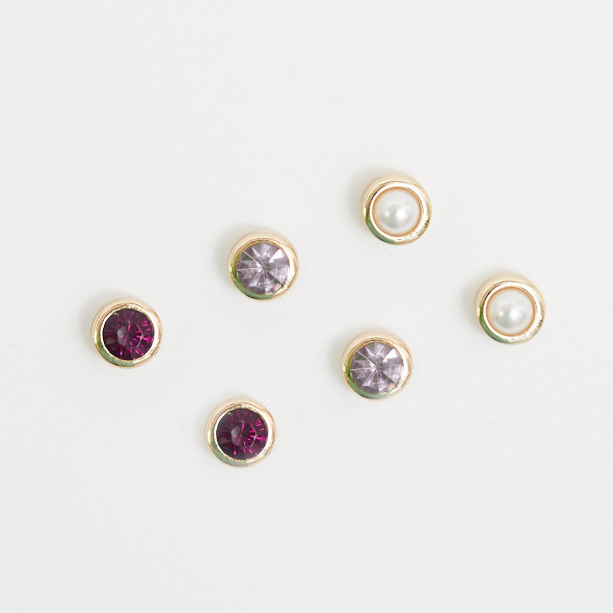 Mood Purple Mixed Stud Earrings - Pack of 3