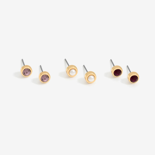 Mood Purple Mixed Stud Earrings - Pack of 3