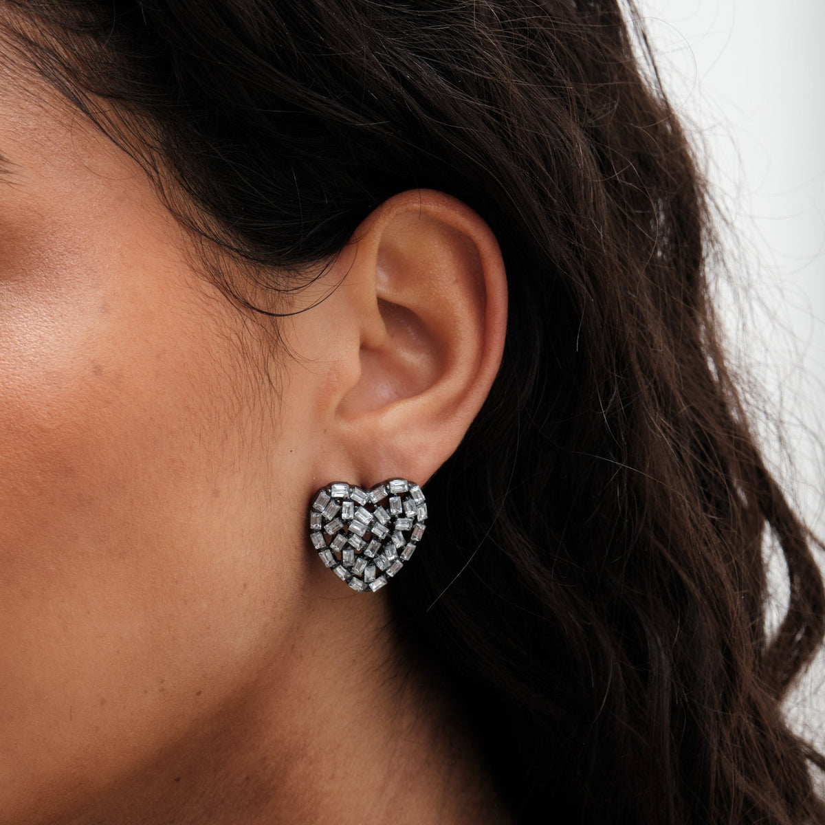 Mood Hematite Heart Stud Earrings