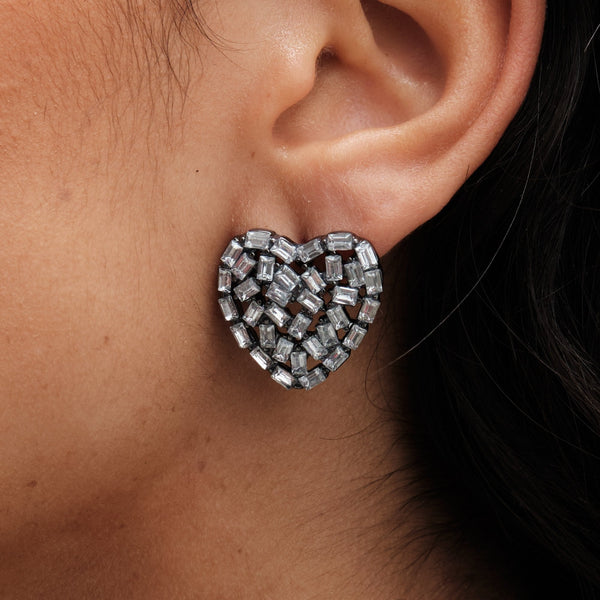 Mood Hematite Heart Stud Earrings