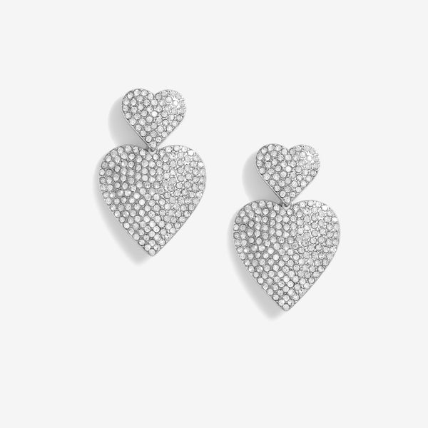 Mood Silver Crystal Heart Stud Earrings