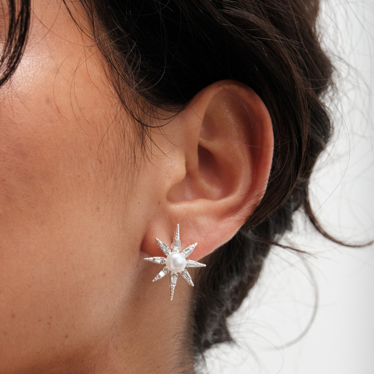 Mood Silver Starburst Stud Earrings