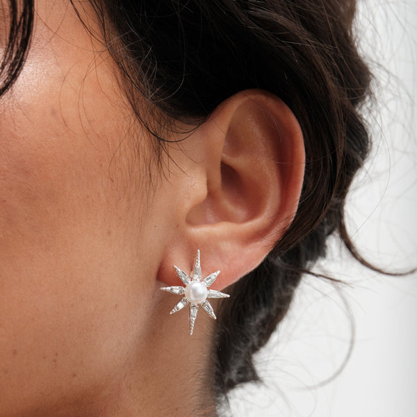 Mood Silver Starburst Stud Earrings