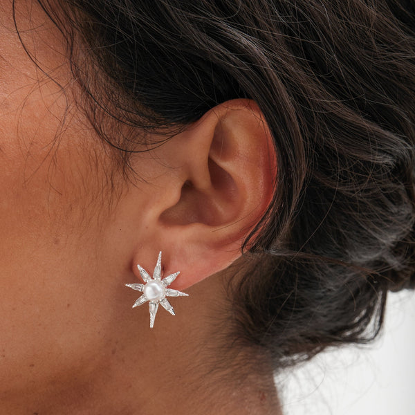 Mood Silver Starburst Stud Earrings