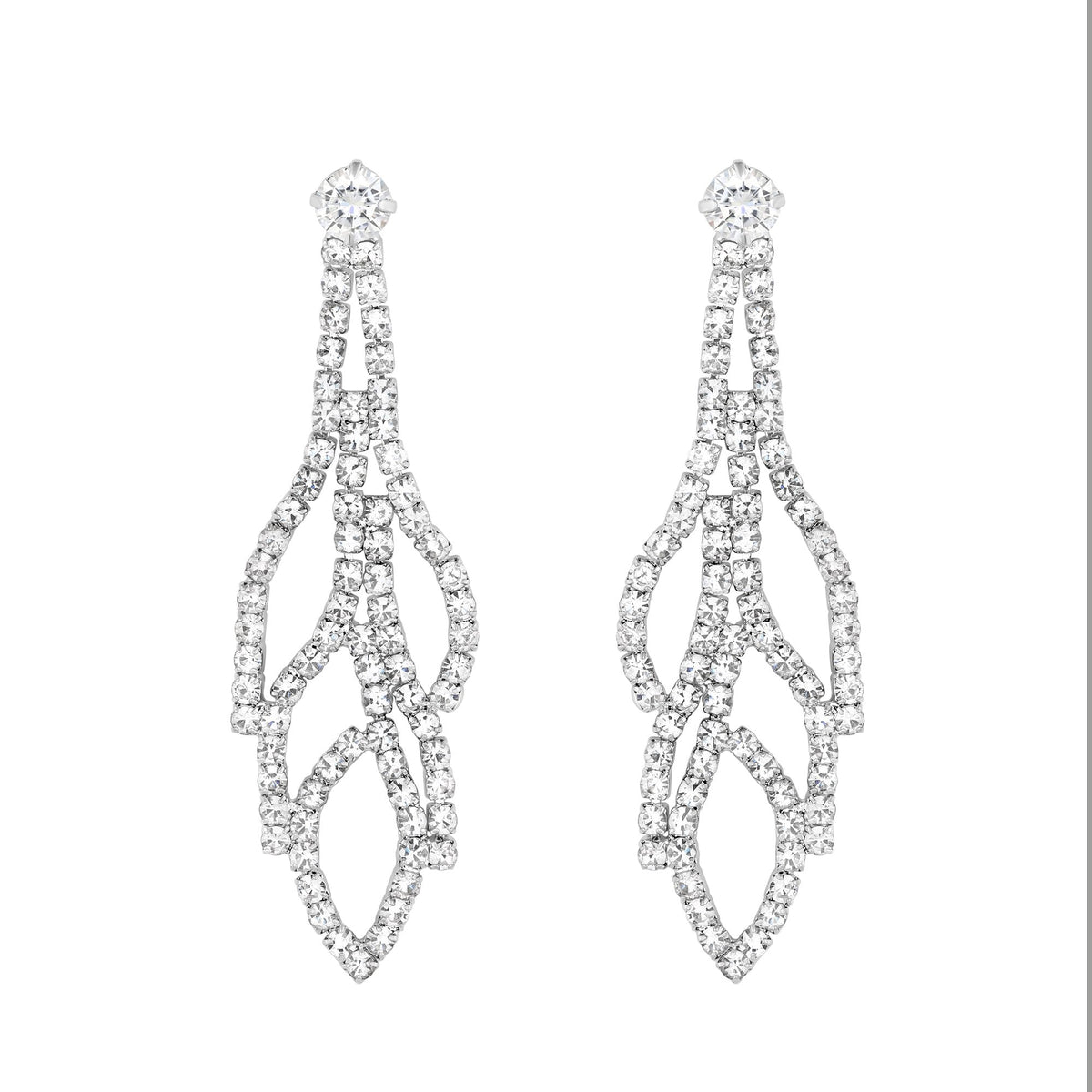 Jon Richard Rhodium Plated Crystal Leaf Earrings