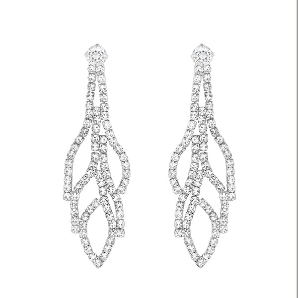 Jon Richard Rhodium Plated Crystal Leaf Earrings