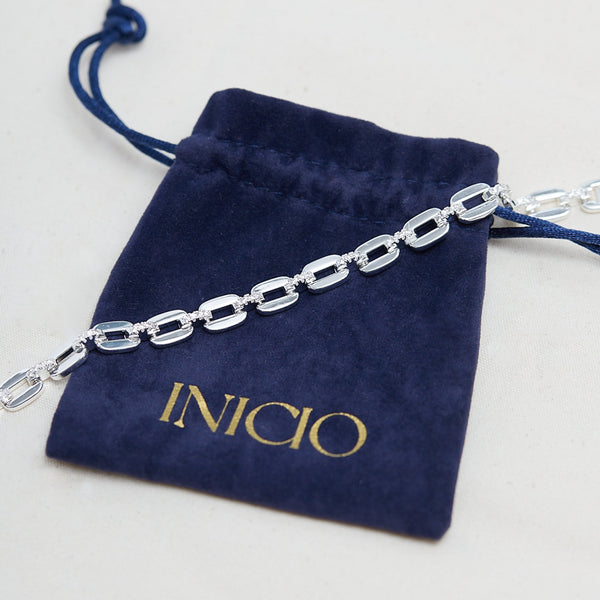 Inicio Silver Plated Cubic Zirconia Chain Bracelet - Gift Pouch