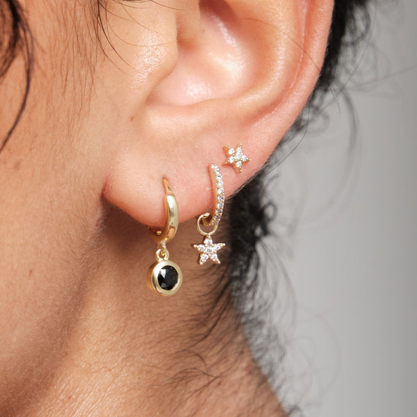 Inicio 14K Gold Plated Recycled Cubic Zirconia Star Huggie Earrings - Gift Pouch