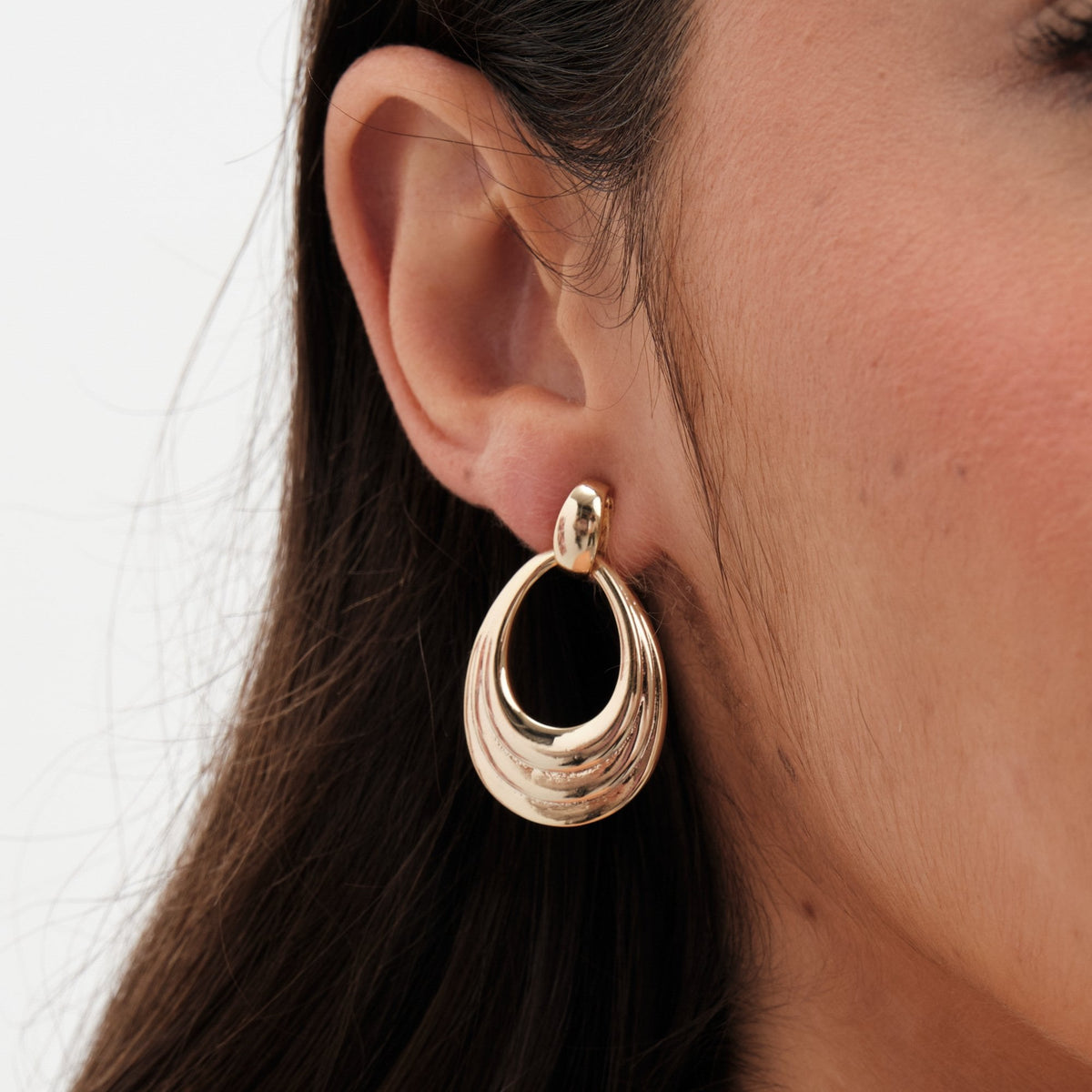 Jon Richard Gold Plated Open Textured Door Knocker Earrings
