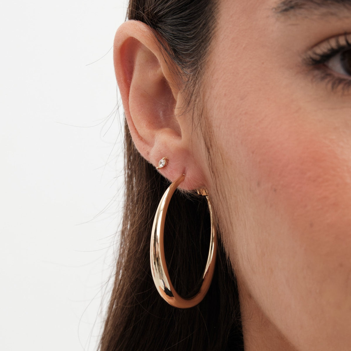 Jon Richard Gold Plated Polished Large Hoop Earrings